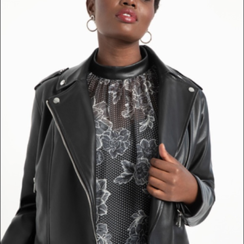 ELOQUII 18/20 Black Moto Biker Jacket Like New!